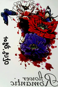 Floral Tattoo - Rose Tattoo - Large Temporary Tattoo, Fake tattoo, Flower Tattoo