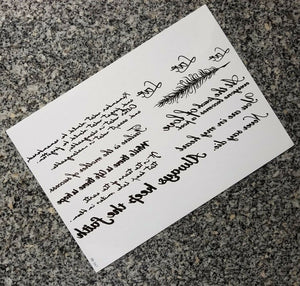 Lettering Feather Temporary Tattoo Black Waterproof Tattoo