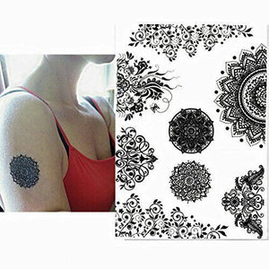 Mandala Lotus Flower Henna inspired Temporary Tattoos