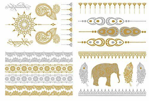 Metallic Temporary Tattoo ( Set 4) Gold and Silver Tattoo