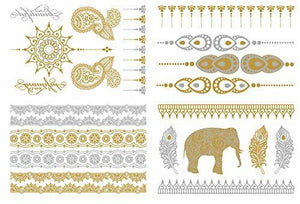 Metallic Temporary Tattoo ( Set 4) Gold and Silver Tattoo