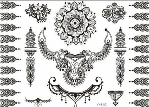 New Black Henna Lace Temporary Tattoo Inspired Sticker Body Art