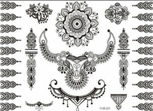 New Black Henna Lace Temporary Tattoo Inspired Sticker Body Art