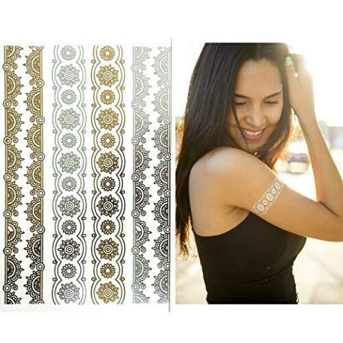 Metallic Temporary Tattoo ( Set 4) Gold and Silver Tattoo