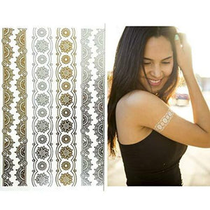 Metallic Temporary Tattoo ( Set 4) Gold and Silver Tattoo