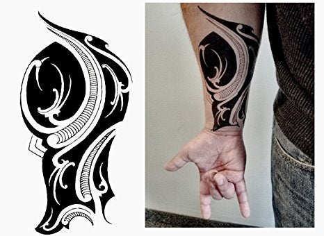 Arm Tribal Large Black Temporary Tattoo