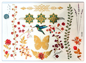 Colorful Metallic Flower/ Butterfly/Bird/Temporary Tattoos