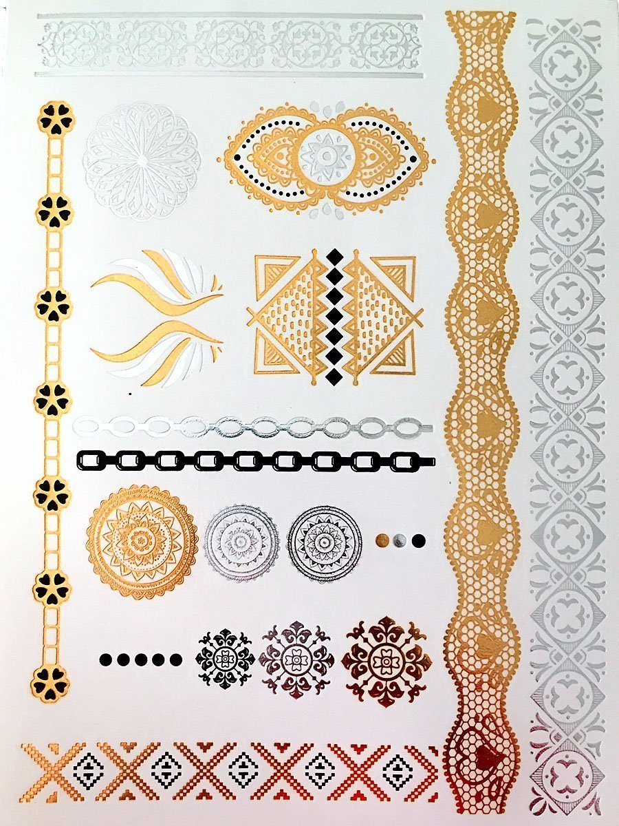 Henna Metallic Black/Gold/Silver Temporary Tattoos