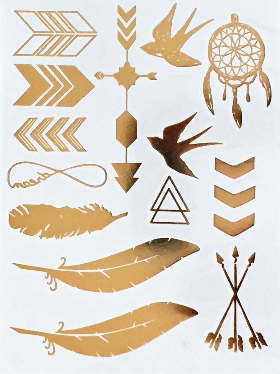 Gold Metallic Bohemian Temporary Tattoos