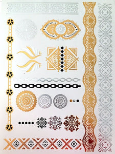 Henna Metallic Black/Gold/Silver Temporary Tattoos