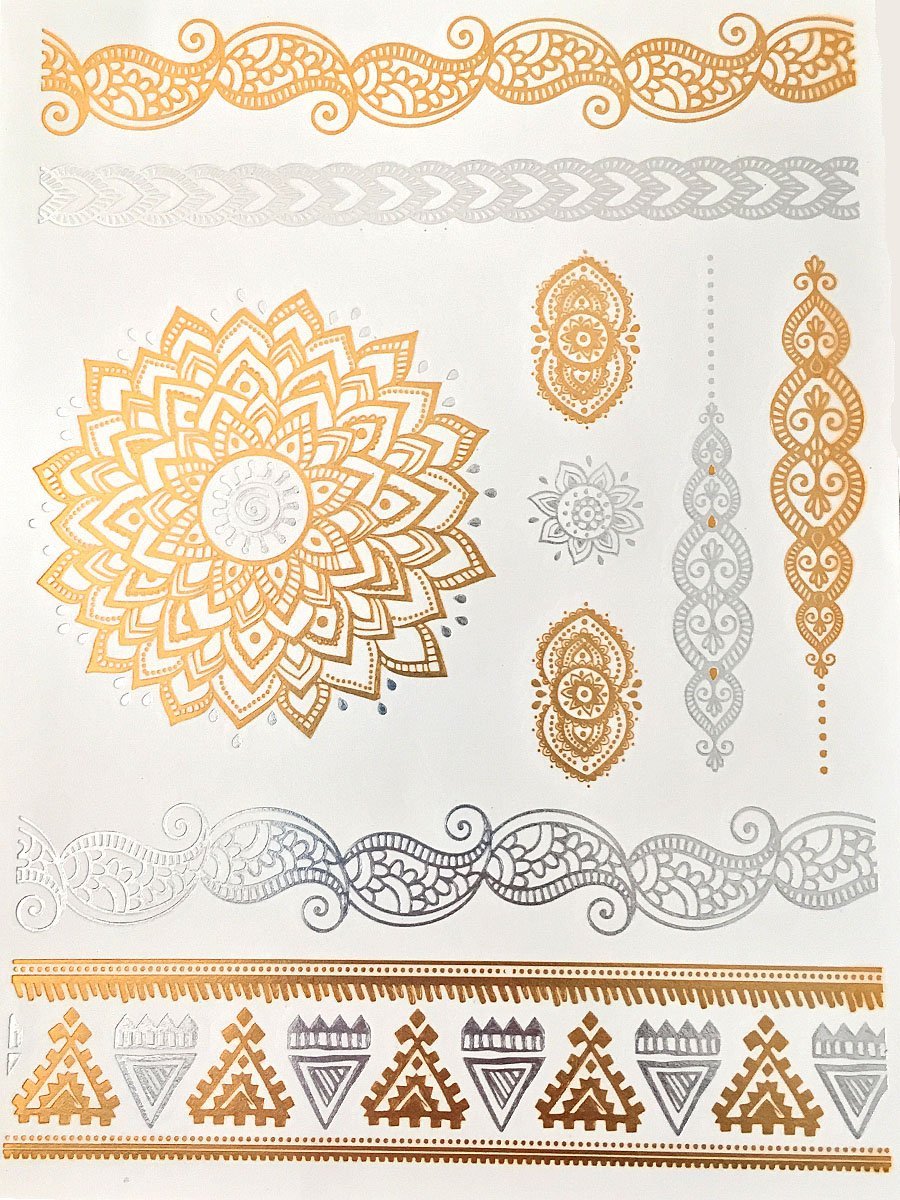 Metallic Gold Henna  Temporary Tattoo